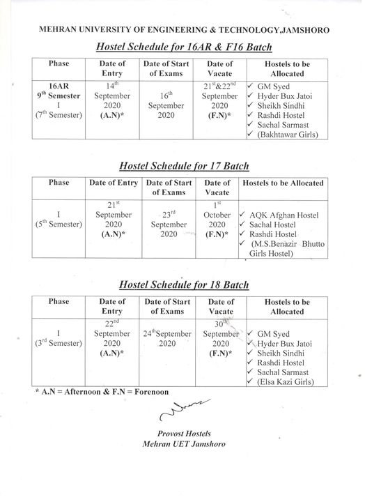 Hostel Schedule