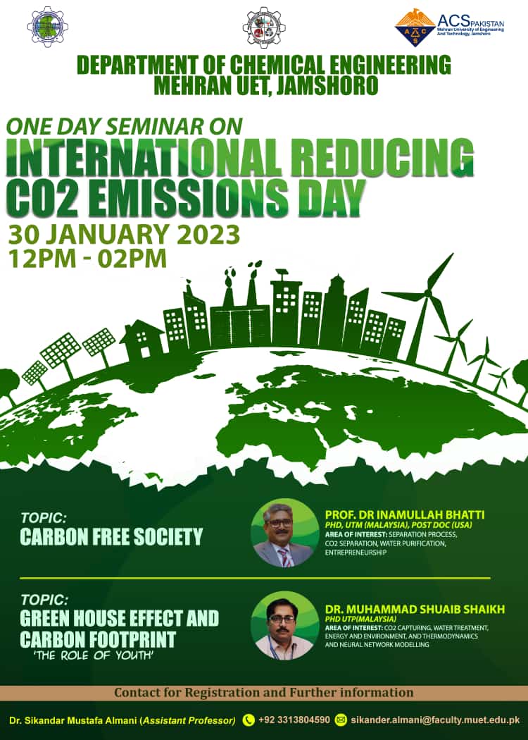 ONE DAY SEMINAR ON INTERNATIONAL REDUCING CO2 EMISSIONS DAY 30 JANUARY 2023 12PM - 02PM