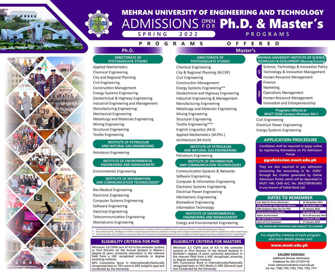 Postgraduate Admissions for Spring - 2022